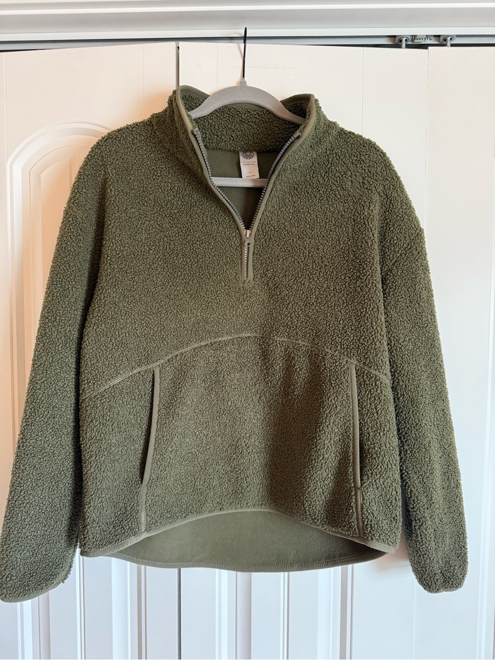 Te Verde Olive Green Sherpa Half-Zip Pullover